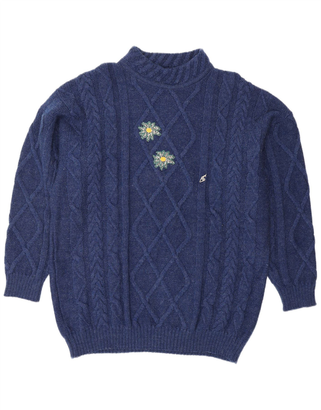 PETER HAHN Rollkragenpullover für Damen, UK 18, XL, Marineblau mit Blumenmuster