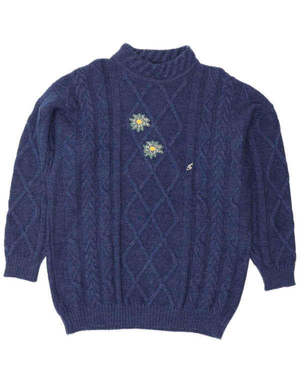 PETER HAHN Rollkragenpullover für Damen, UK 18, XL, Marineblau mit Blumenmuster