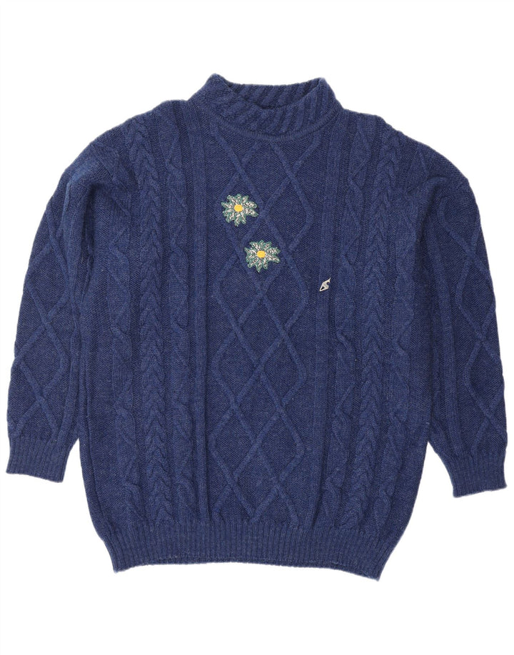 PETER HAHN Rollkragenpullover für Damen, UK 18, XL, Marineblau mit Blumenmuster