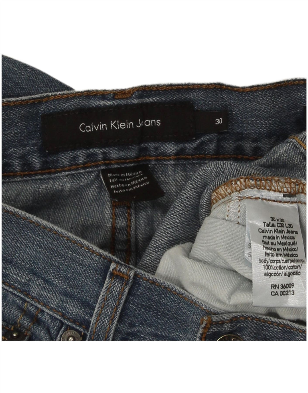 Calvin Klein Damen Straight Jeans W30 L30 Blaue Baumwolle