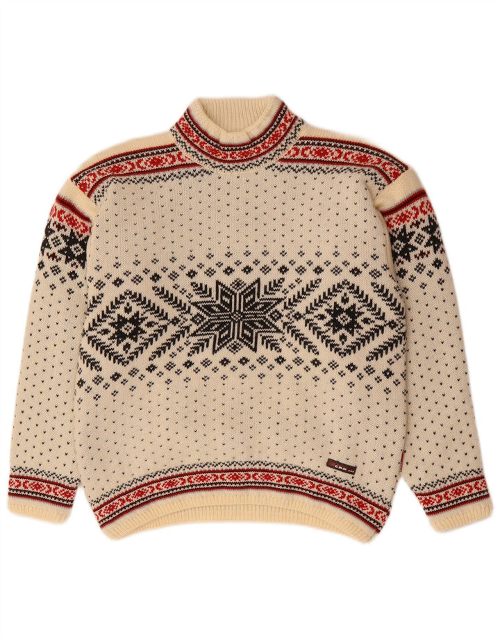 CAMPAGNOLO Herren-Pullover mit Rollkragen, mittelweiß, Fair-Isle-Wolle