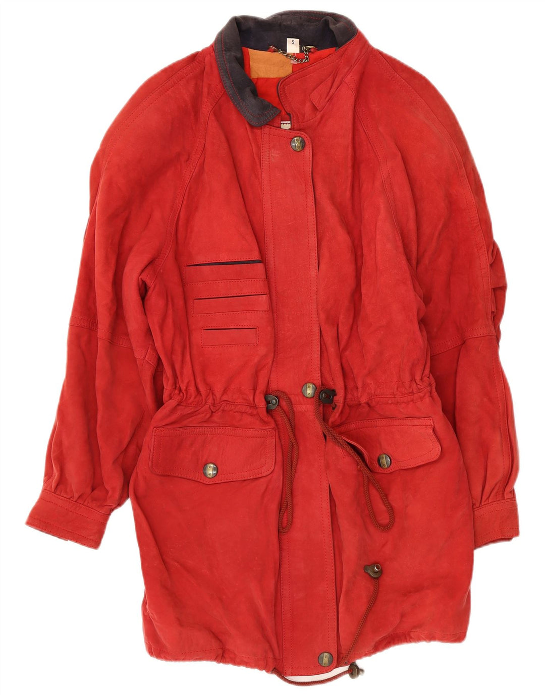 Vintage Damen Wildleder Übergroßer Mantel UK 10 Kleines rotes Leder