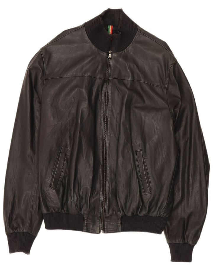 John and Son's Herren-Lederjacke, UK 38, mittelschwarzes Leder