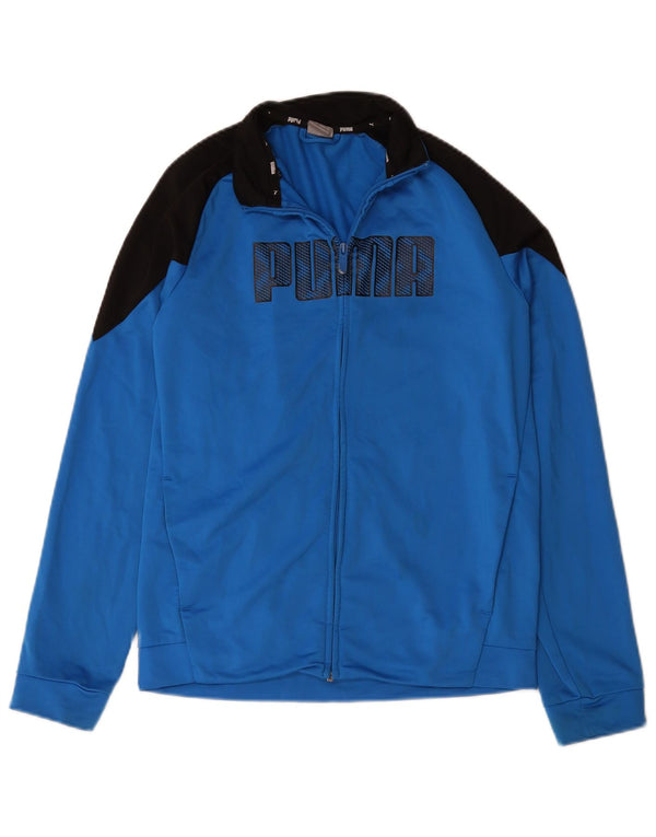 Puma Jungen Grafik-Trainingsanzug-Top-Jacke, 15–16 Jahre, blaues Farbblockdesign
