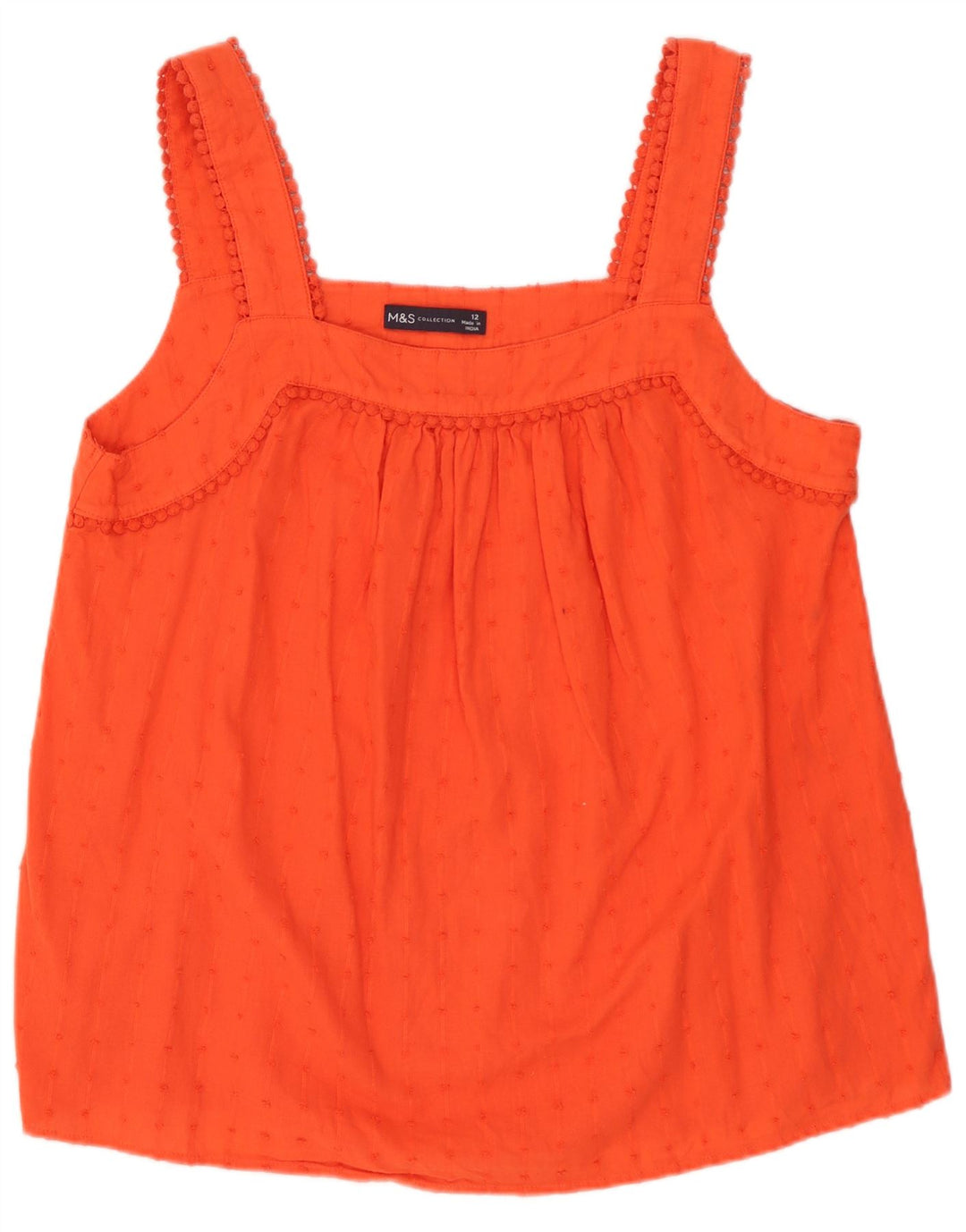 Marks & Spencer Damen ärmelloses Blusenoberteil UK 12 Medium Orange Spotted