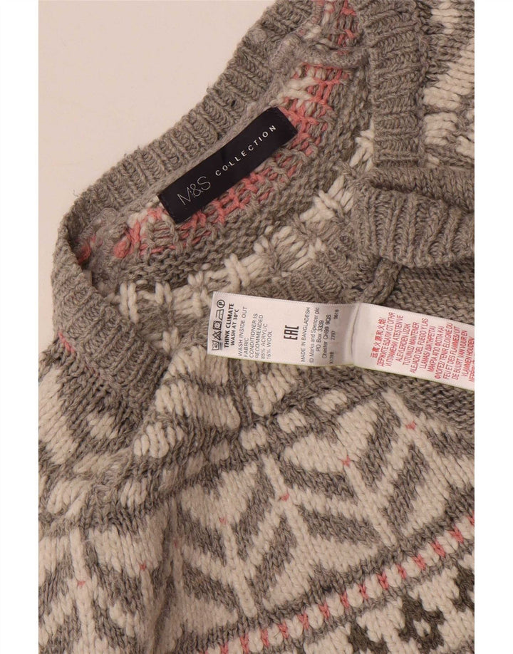 Marks & Spencer Damen-Snowflake-Pullover mit Rundhalsausschnitt, Gr. 18, XL, Grau