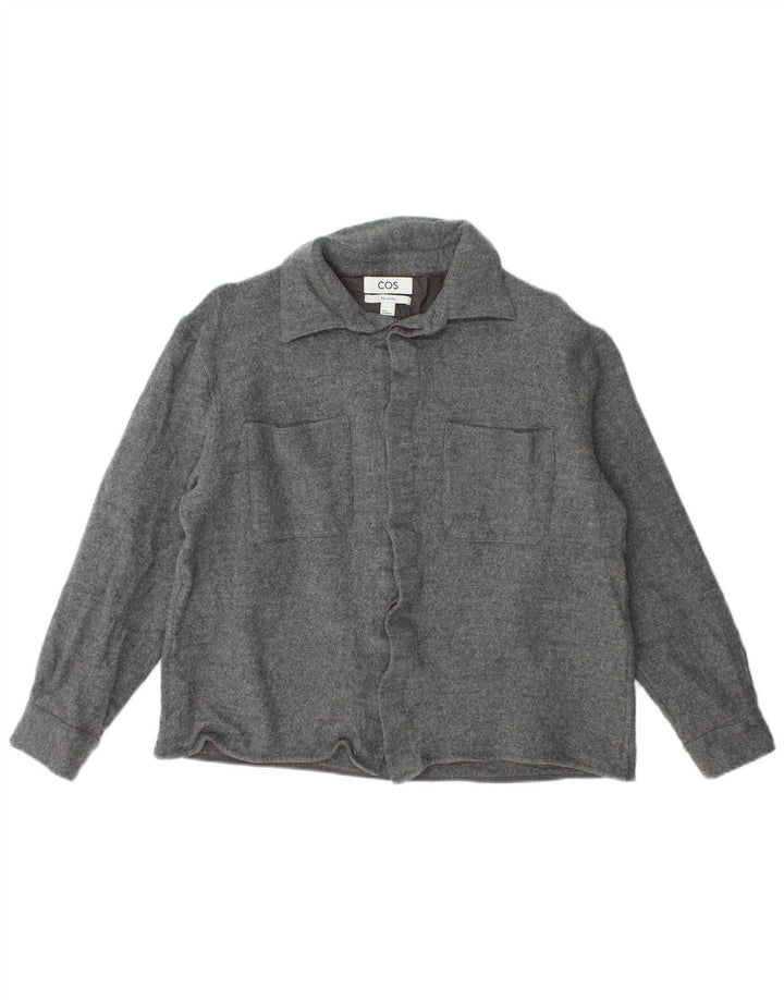 Cos Damen-Lumberjack-Flanellhemd mit entspannter Passform, UK 14, Mittelgrau