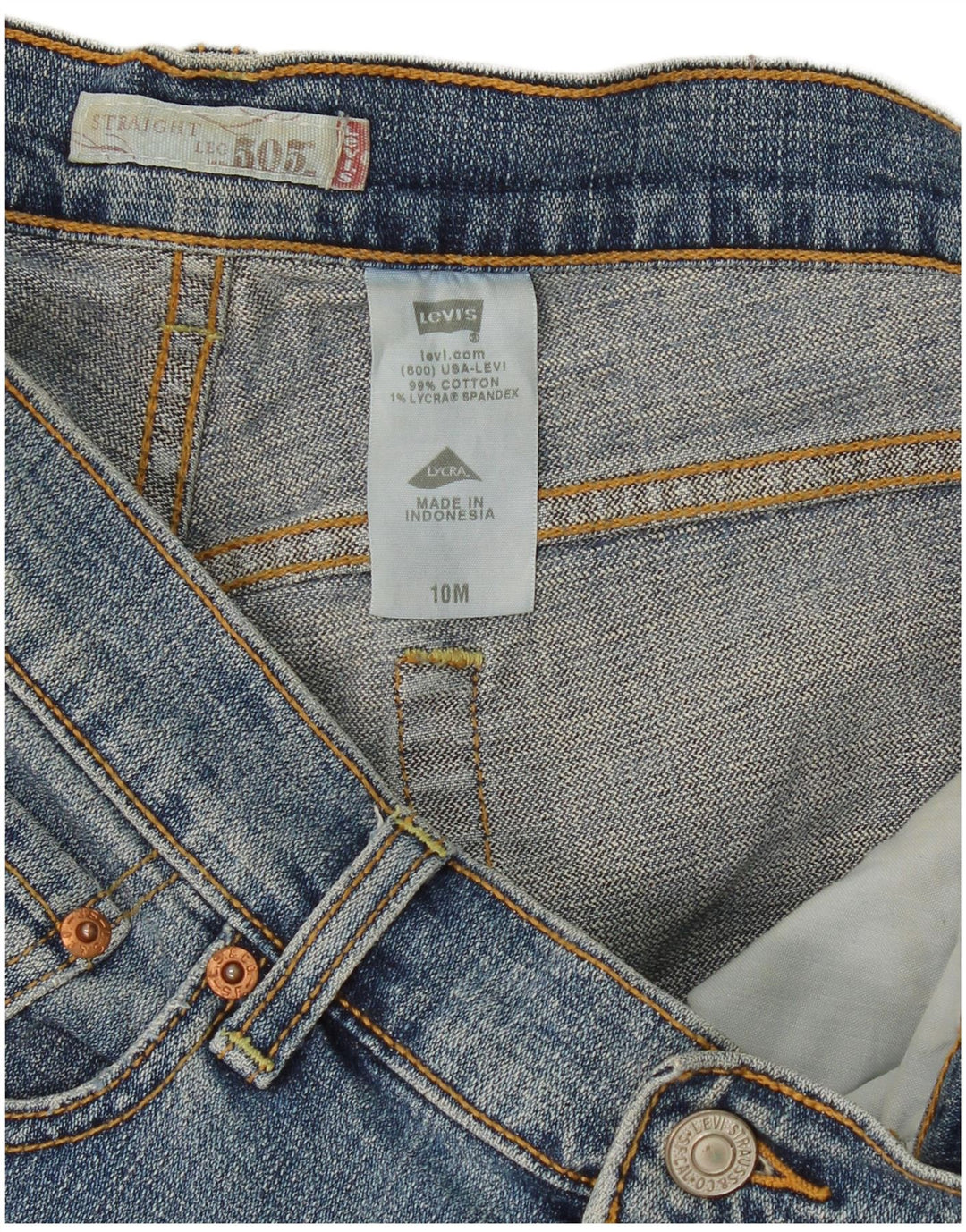 Levi's Damen 505 Straight Jeans US 10 Large W34 L32 Blaue Baumwolle