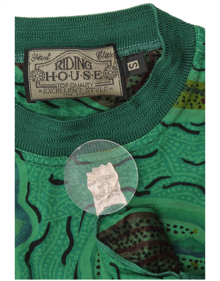 VINTAGE Herren-T-Shirt mit abstraktem Muster, klein, grüne Baumwolle