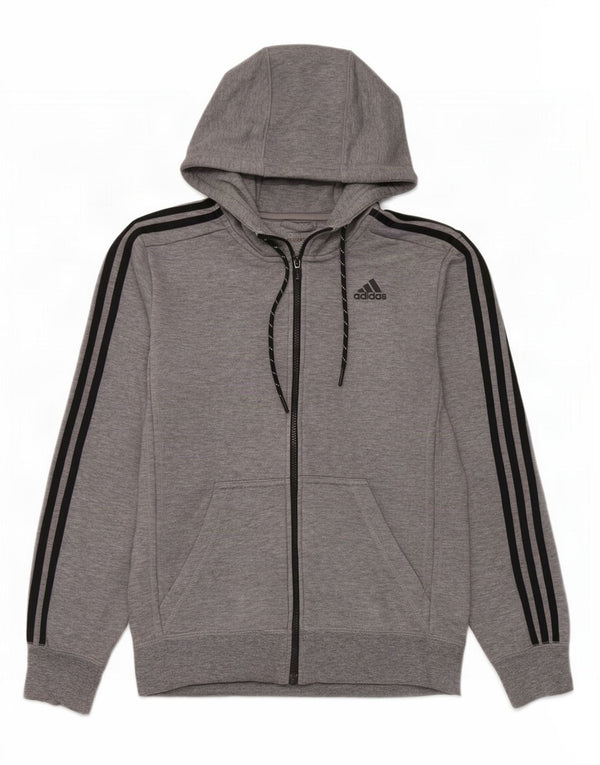 Adidas Mens Climalite Zip Hoodie Sweater Small Grey Flecked Polyester