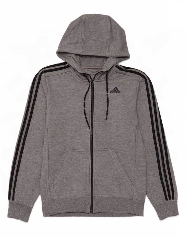 Adidas Herren Climalite Zip Hoodie Pullover Kleines grau meliertes Polyester