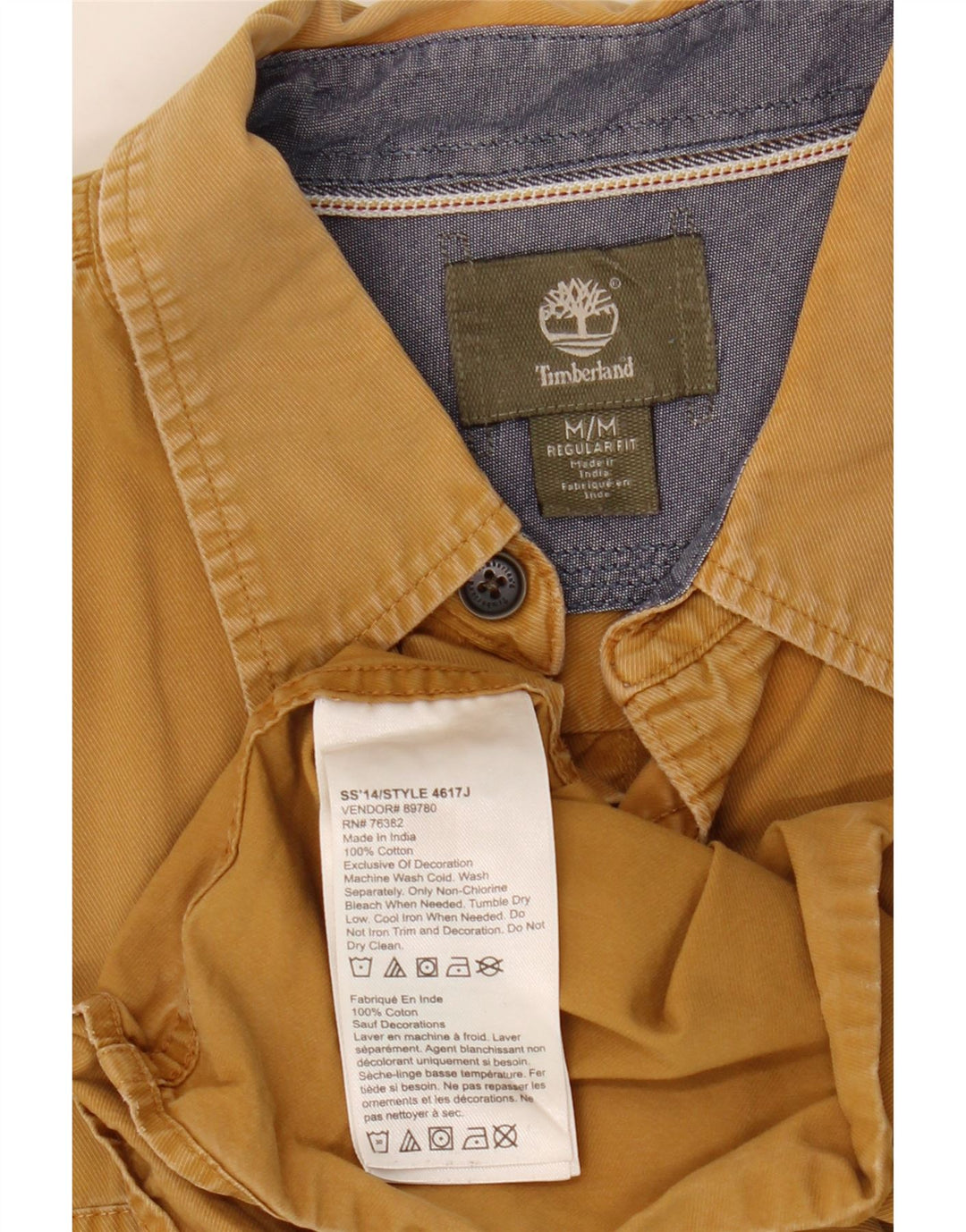 Timberland Herren-Hemd mit normaler Passform, mittelgelbe Baumwolle
