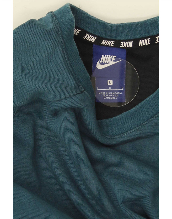 Nike Herren-Sweatshirt-Pullover, groß, blau, Farbblock