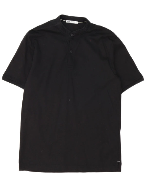 Zara Herren Poloshirt Small Schwarz Baumwolle