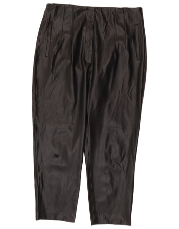 Zara Damen Tapered Kunstlederhose 2XL W34 L26 Schwarz Polyester