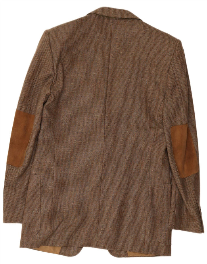 Vittorio Veneto Herren-Blazer mit 2 Knöpfen, IT 48, mittelbraune Wolle