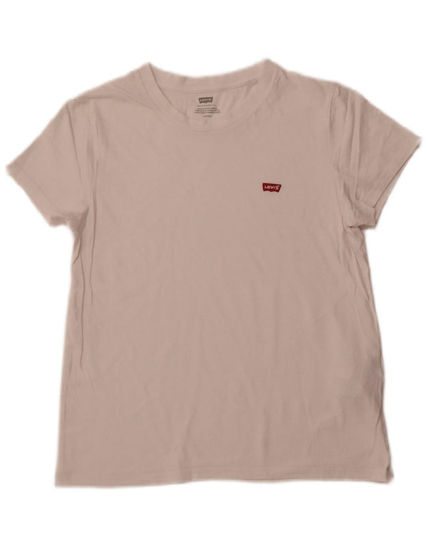 LEVI'S Damen T-Shirt Top UK 10 Small Weiße Baumwolle
