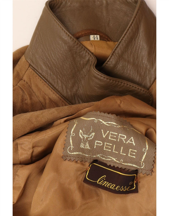 Vintage Damen Übergroße Wildlederjacke IT 44 Mittelbraunes Leder