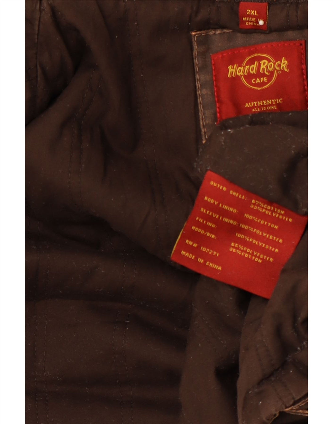 HARD ROCK CAFE Herren London Hooded Waxed Jacket UK 44 2XL Braune Baumwolle
