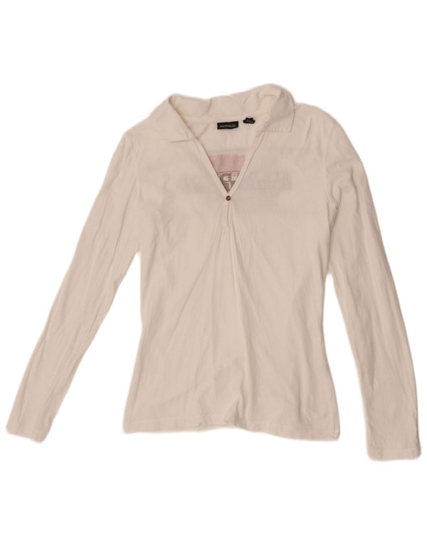 Napapijri Damen Graphic Langarm-Poloshirt UK 12 Mittelweiß