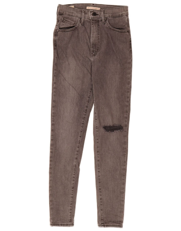 Levi's Damen Mile High Distressed Super Skinny Jeans W28 L29 Grau