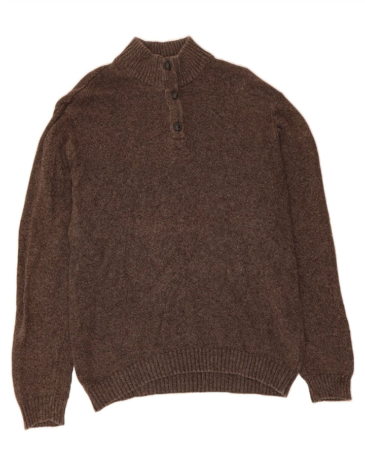 CHAPS Mens Button Neck Jumper Sweater Large Brown Cotton Vintage Chaps and Second-Hand Chaps from Messina Hembry 