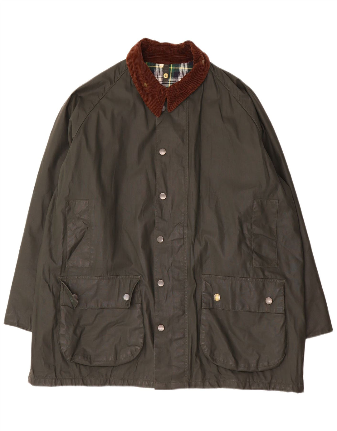 Vintage Herren-Jacke aus gewachster Baumwolle mit lockerer Passform, Größe L, Grün