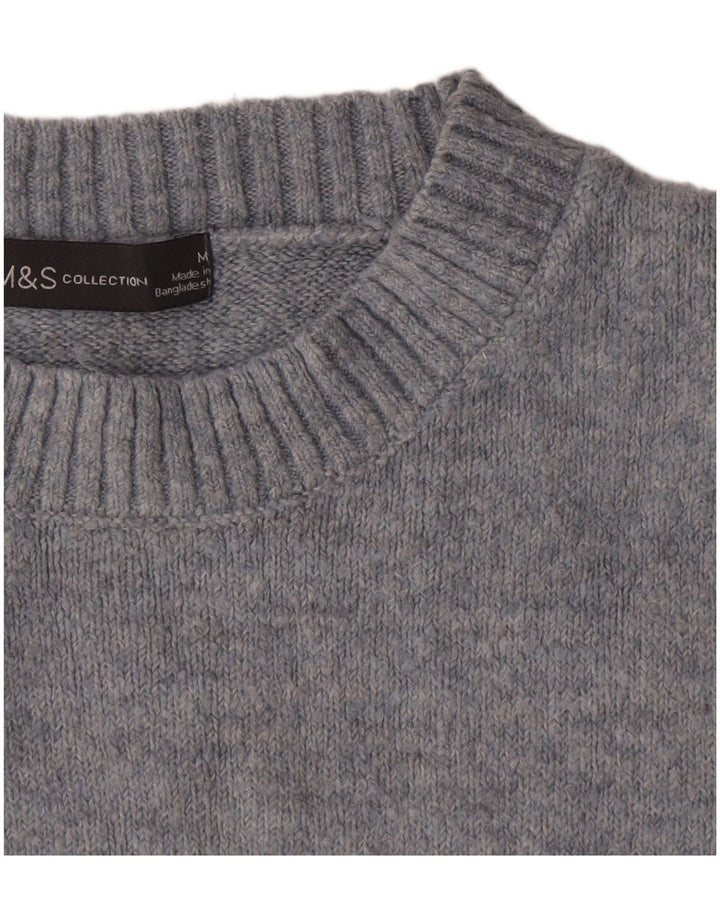 Marks & Spencer Damen Übergroßer Pullover mit Rundhalsausschnitt, UK 14, Mittelblau