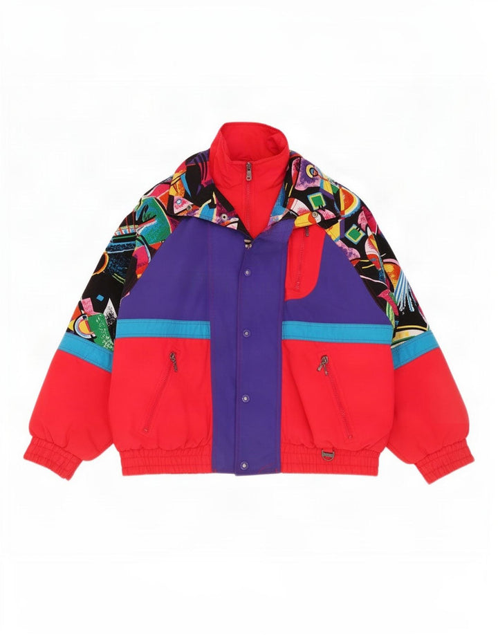 Rodeo Herren Skijacke UK 40 Großes mehrfarbiges geometrisches Nylon