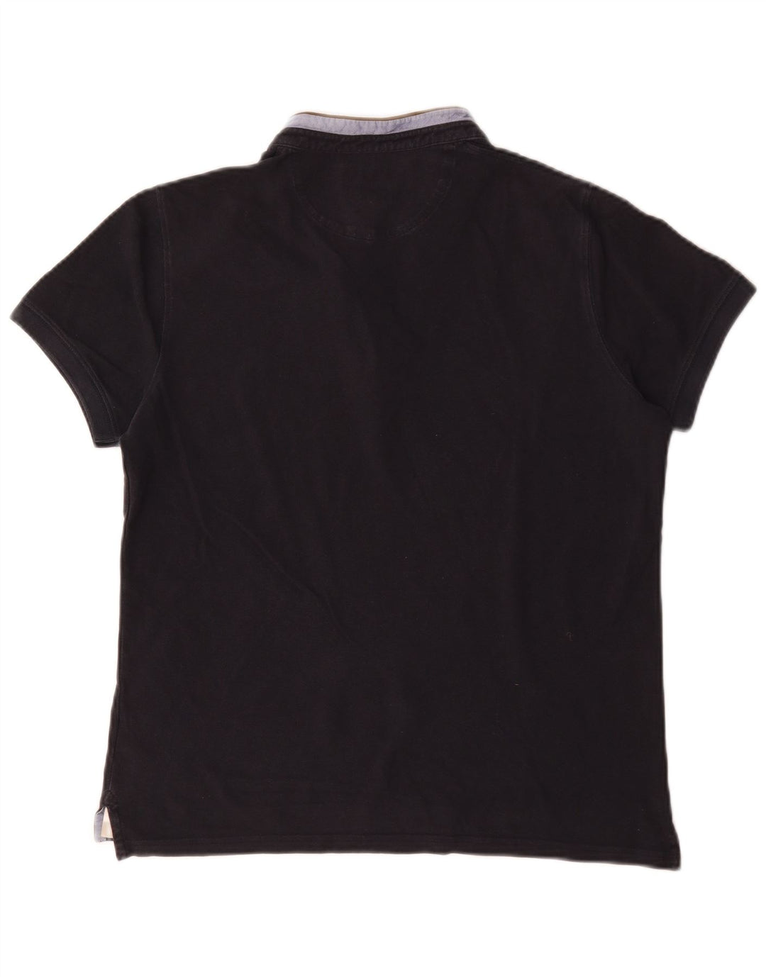 Massimo Dutti Mens Polo Shirt Medium Navy Blue Colourblock Cotton