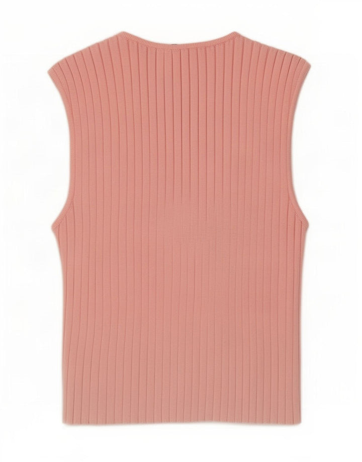 Zara Damen Crop Vest Top UK 12 Mittelrosa Polyester