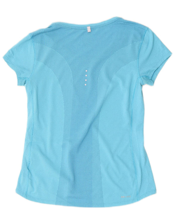 Nike Damen Dri Fit T-Shirt Top UK 10 Small Blaues Colourblock-Polyester