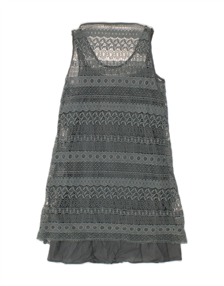 MASSIMO DUTTI Womens Sleeveless A-Line Dress UK 12 Medium Grey Cotton Vintage Massimo Dutti and Second-Hand Massimo Dutti from Messina Hembry 