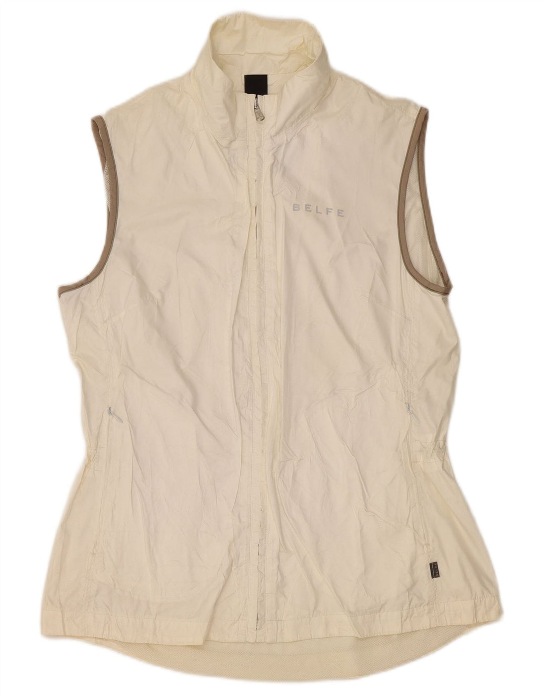 Belfe Damen-Trainingsanzug, ärmellos, Jacke, UK 14, Größe L, Weiß, Polyamid