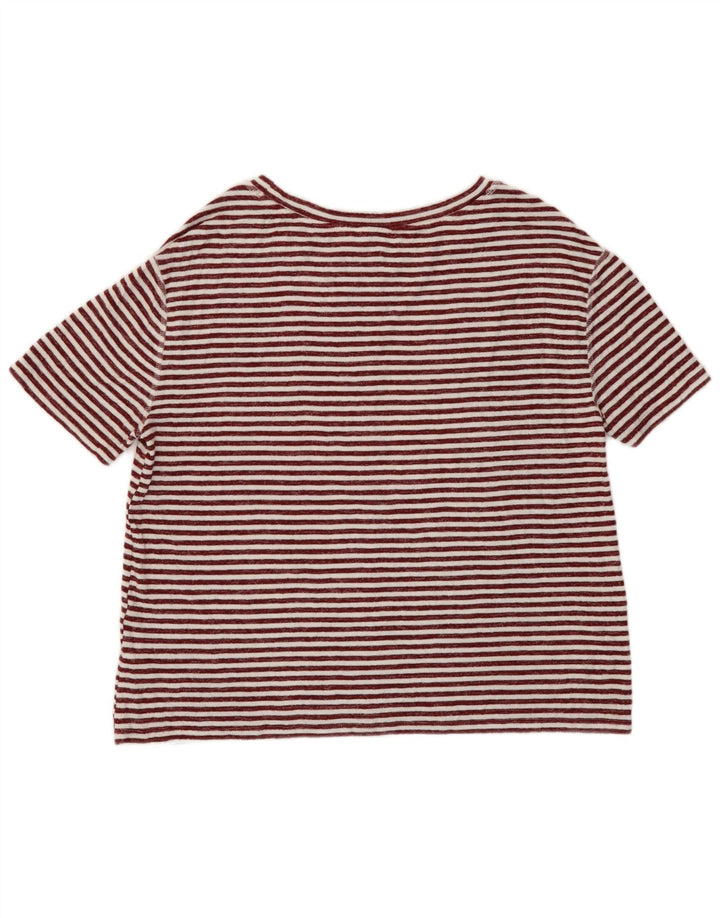 Marks & Spencer Damen T-Shirt Top UK 12 Mittelrot gestreift Viskose