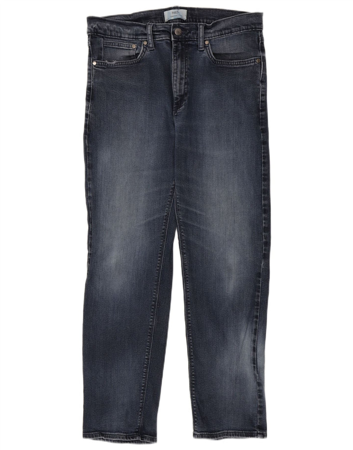Marks & Spencer Herren Straight Jeans W34 L31 Marineblaue Baumwolle