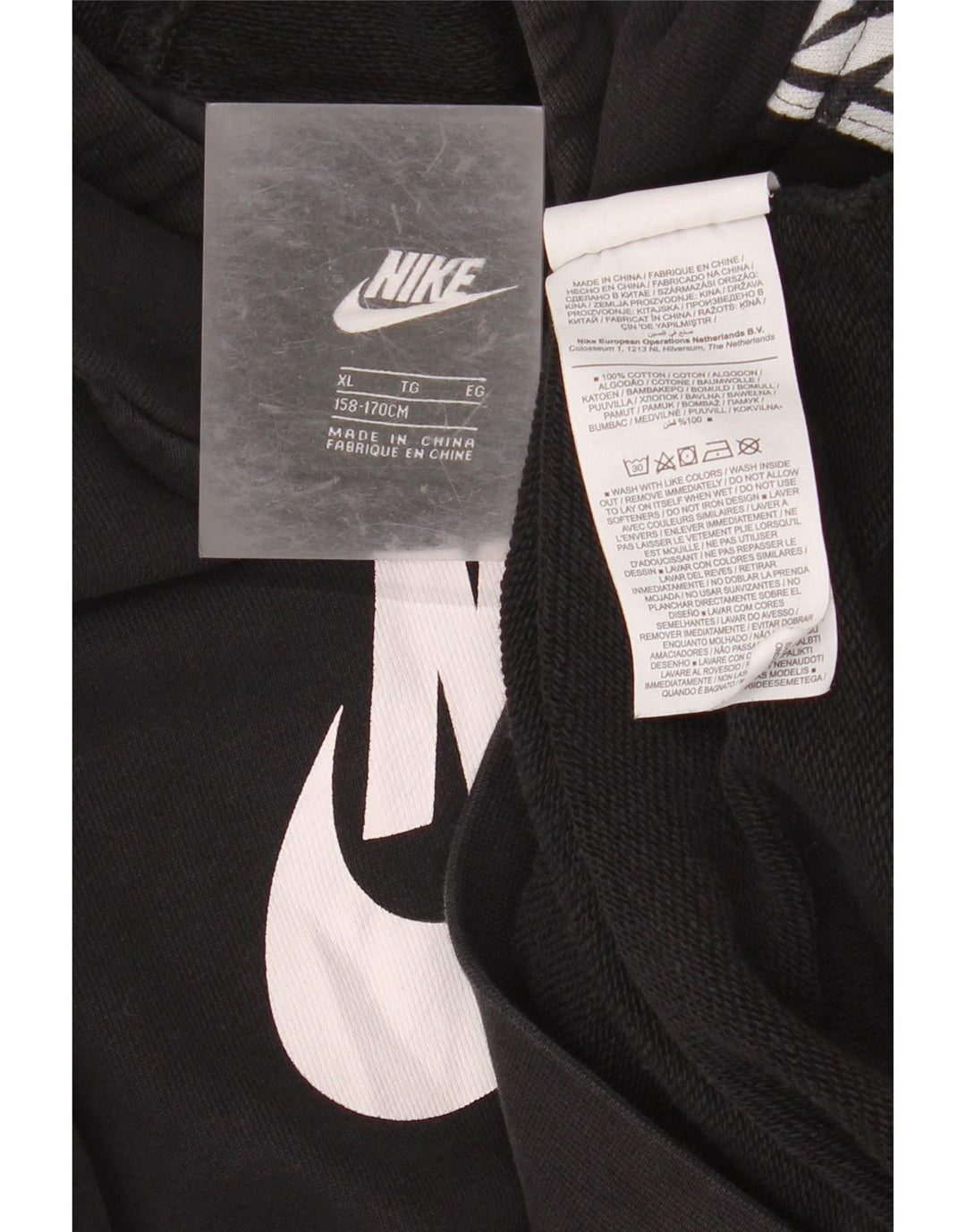 NIKE Kapuzenpullover mit Grafik für Jungen, 13–14 Jahre, XL, schwarze Baumwolle