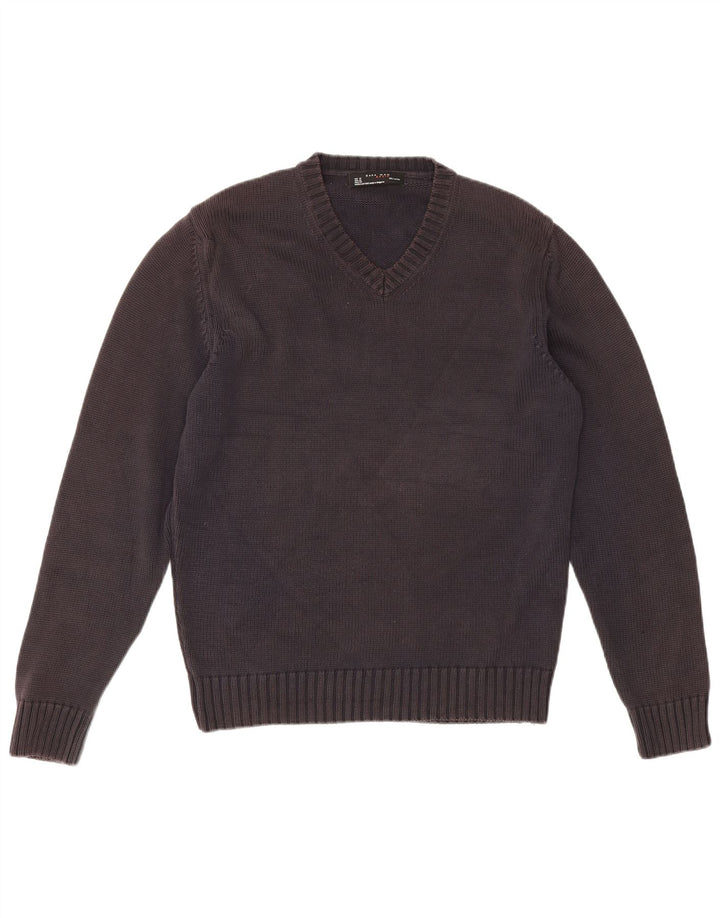 Zara Herren-Pullover mit V-Ausschnitt, mittleres Marineblau