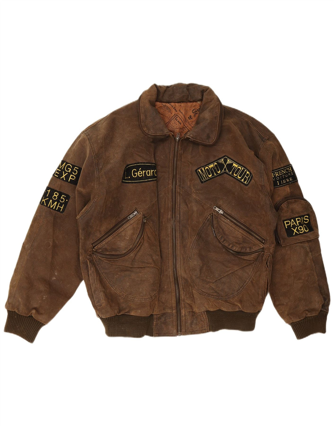 Vintage Herren Graphic Flight Aviator Jacke UK 38 Mittelbraun