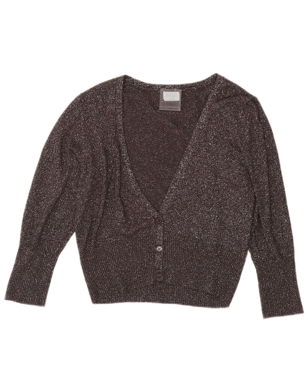 Oasis Damen Crop Cardigan Pullover UK 12 Mittelgrau gefleckte Viskose