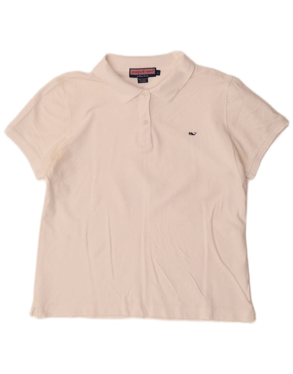 VINEYARD VINES Damen Poloshirt UK 16 Large Weiße Baumwolle