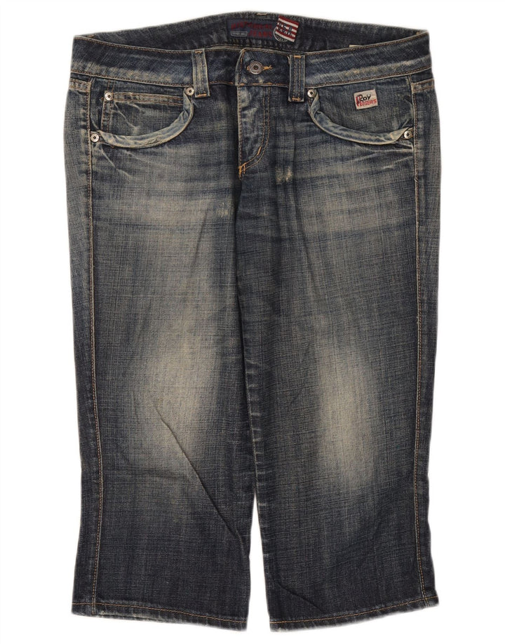 Roy Rogers Damen Seven Bell Distressed Capri-Jeans W34 L20 Blau
