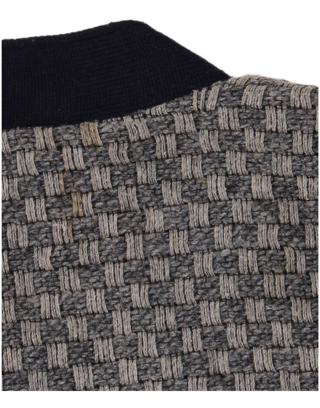 Vintage Herren Cardigan Pullover Medium Marineblau Geometrisch