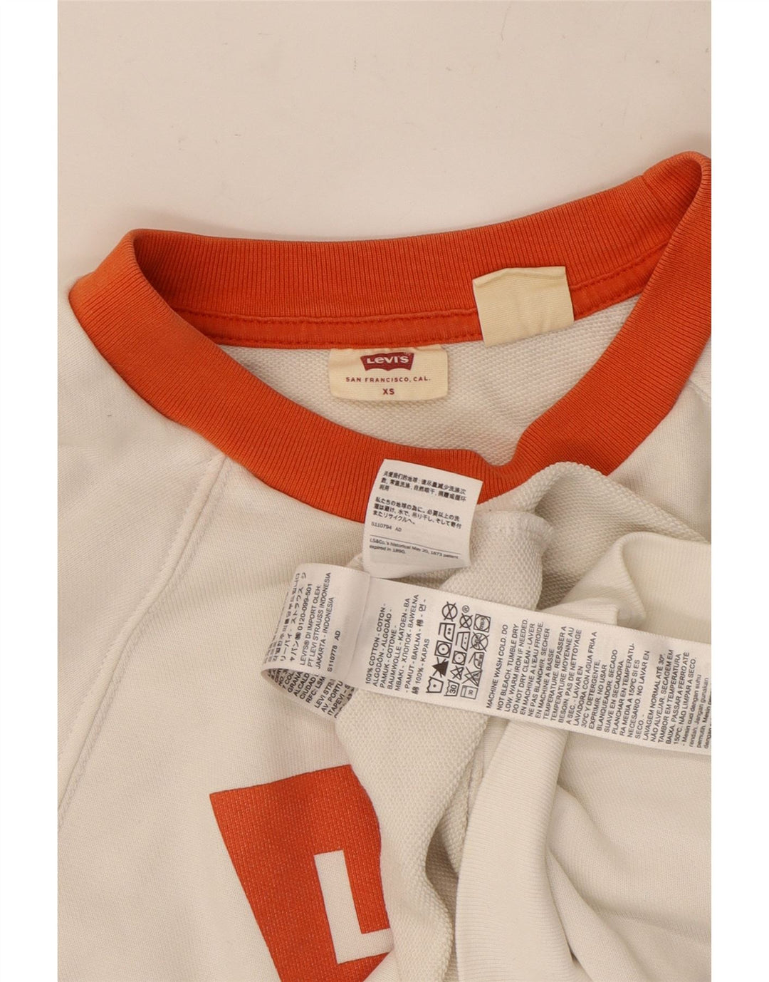 LEVI'S Damen-Sweatshirt mit übergroßem, bauchfreiem Grafikmotiv, Gr. 6, XS, Weiß
