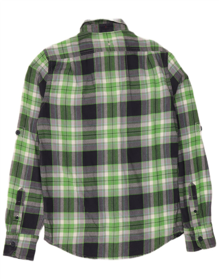 SUPERDRY Herren-Flanellhemd, klein, grün kariert, Baumwolle