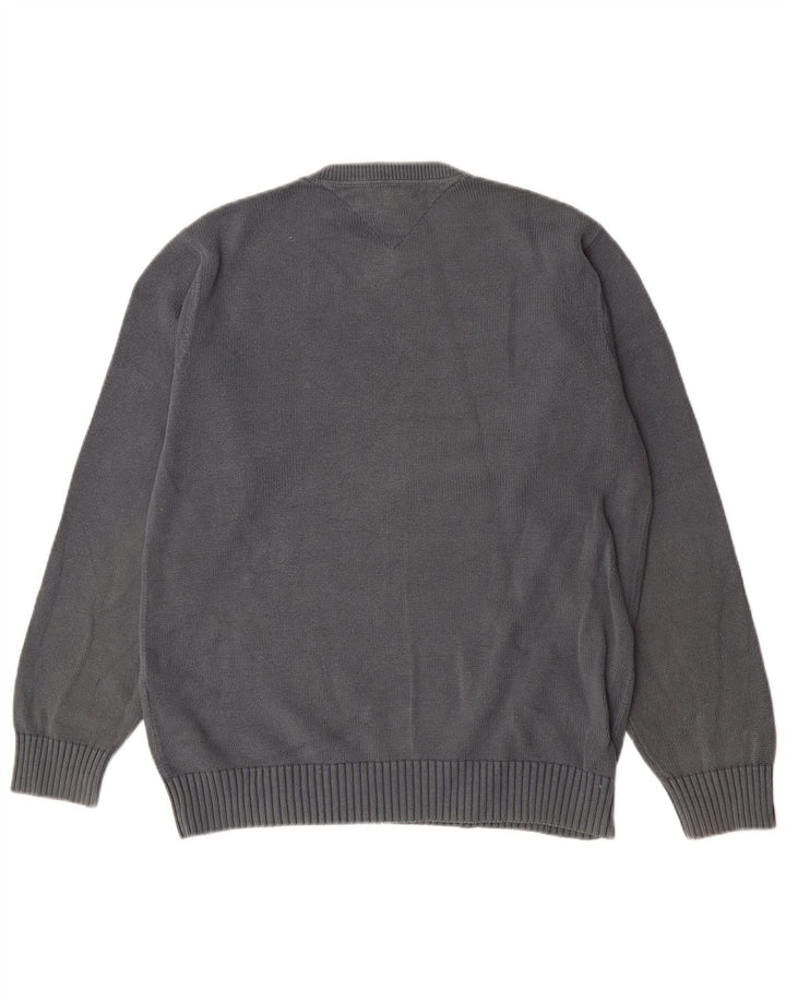 Tommy Hilfiger Herren-Pullover mit Rundhalsausschnitt, reguläre Passform, mittelgraue Baumwolle