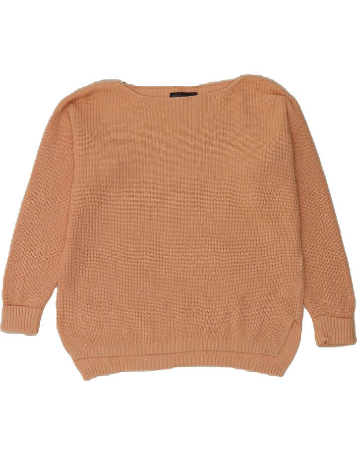 MARKS & SPENCER Womens Crop Boat Neck Jumper Sweater UK 14 Medium Pink Vintage Marks & Spencer and Second-Hand Marks & Spencer from Messina Hembry 