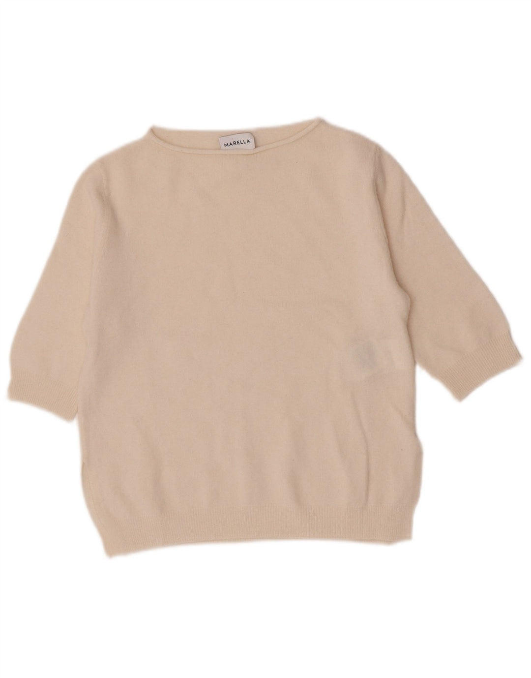 Marella Damen Crop Pullover mit U-Boot-Ausschnitt, UK 12 Medium Off White