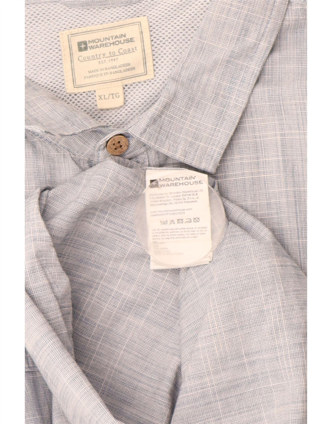 Mountain Warehouse Herren-Kurzarmhemd XL aus blauer Baumwolle