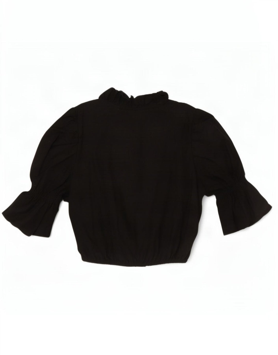 Alpenmarchen Damen-Bluse mit Rüschen vorne, EU 40, Mittelschwarz